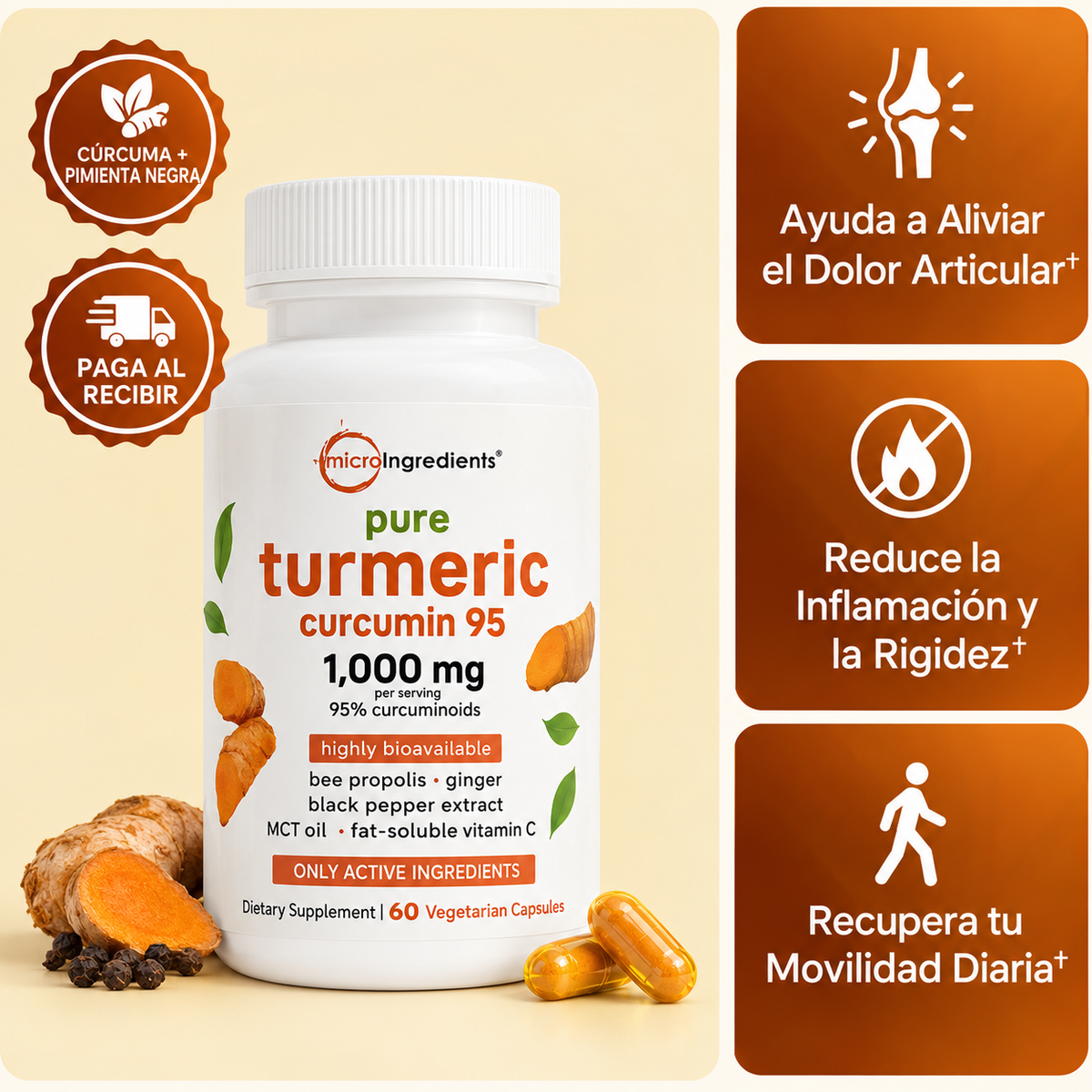 Cúrcuma 95% con Pimienta Negra – Alivio Natural para tus Articulaciones 👁️