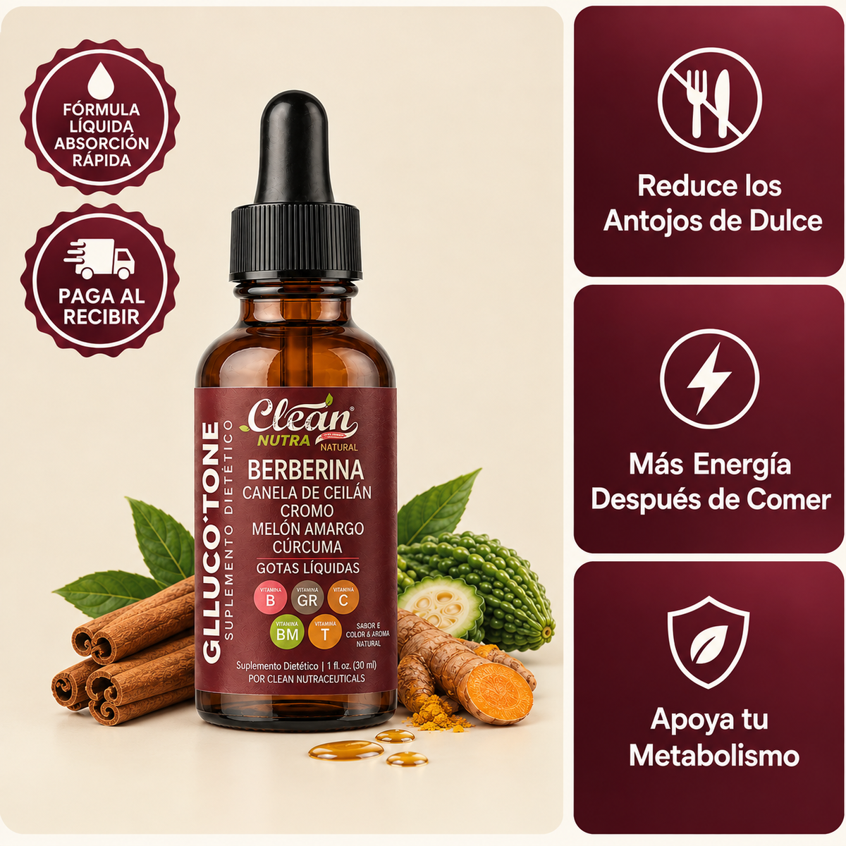 GLUCO TONE – Berberina en gotas 💧 para tus antojos y tu energía🍃