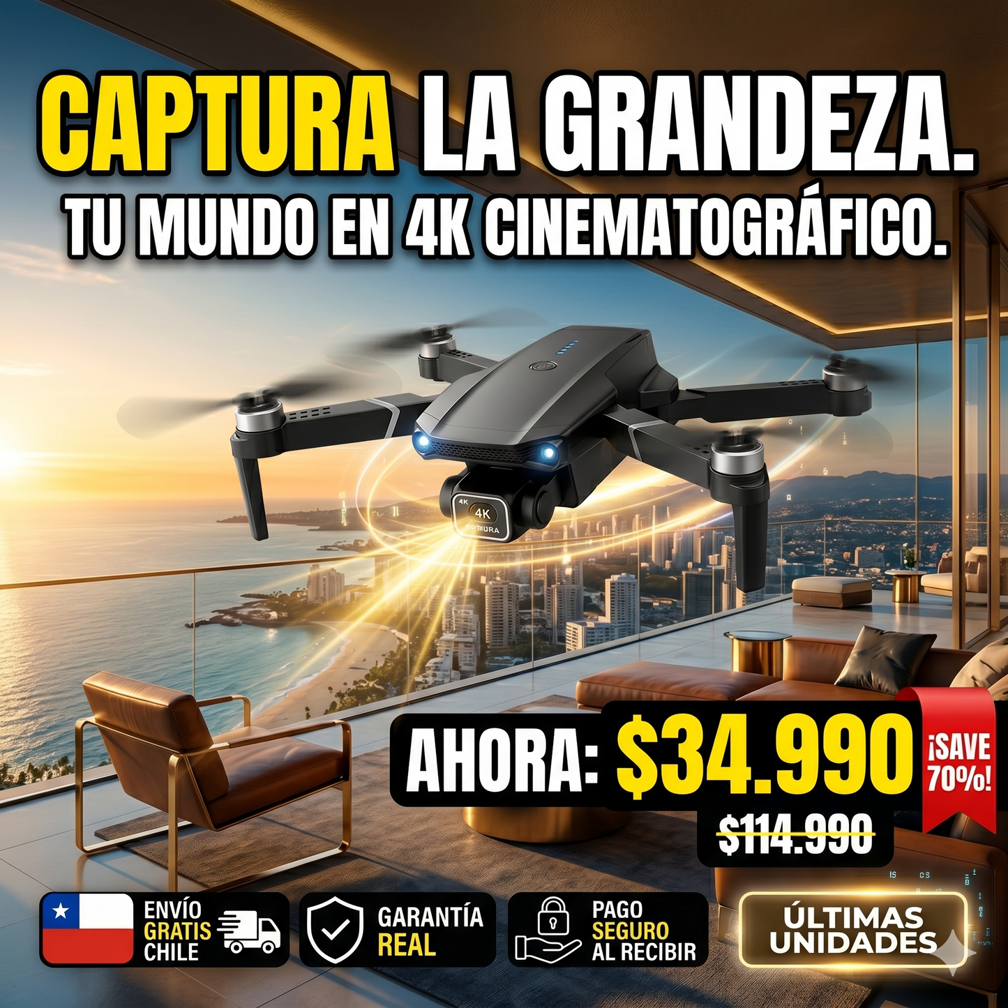 Dron Con Camara Full HD 4K